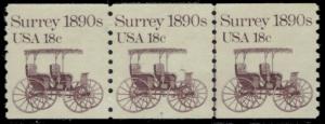 US #1907 18c Surrey, Plate Strip of 3, plate #7, mint never hinged, Nice and ...