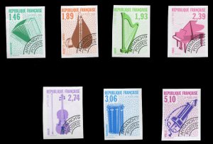 France, 1950-Present #2233-2239 (YT 206-209) Cat€42, 1990 Musical Instrumen...