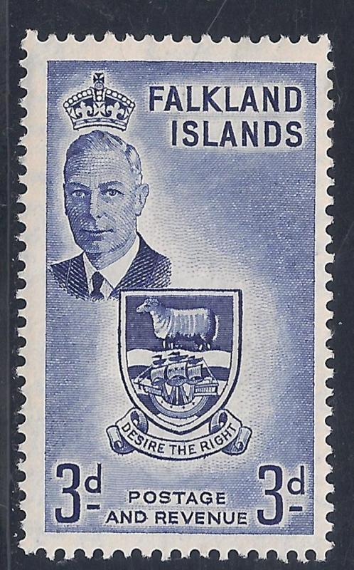 Falkland Islands #111 VF MNH - 1952 3d Arms Of Colony 