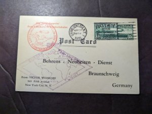 1930 USA LZ 127 Graf Zeppelin Postcard First Flight Cover FFC to Germany #C13
