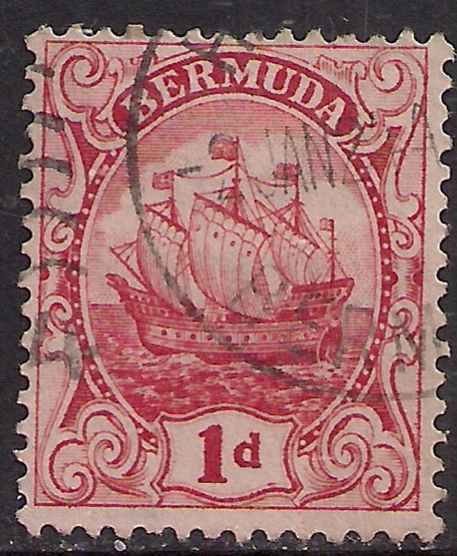 Bermuda 1922 - 34 KGV 1d Scarlet Sailing Ship SG 78 ( R1134 )