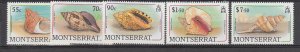 J40840 JL Stamps 1988 montserrat part of mnh #687-9,692,695 sea shells