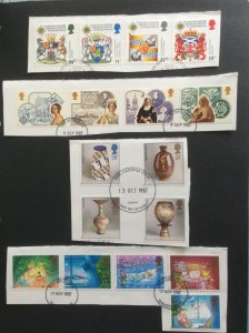 GB 1987. 8 x Used sets of commemorative stamps. Ex FDC on paper.