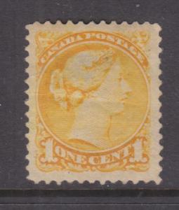 CANADA, 1878 Small Queen, 1c. Bright Yellow, heavy hinged mint, thin.