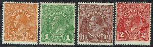 AUSTRALIA 1926 KGV 1/2D 1D 11/2D AND 2D SMALL MULTI WMK PERF 13.5 X 12.5