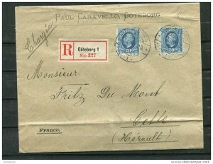 Sweden 1891-1903 Register Cover to Herault France with check inside