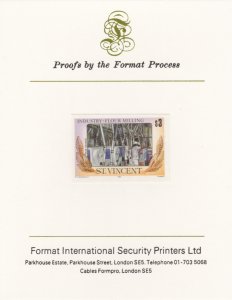 St VINCENT 1985  FLOUR MILLING  imperf on FORMAT INTERNATIONAL PROOF CARD
