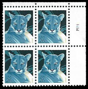 PCBstamps   US #4137 PB $1.04(4x26c)Wildlife-Florida Panther, P1111, MNH, (2)
