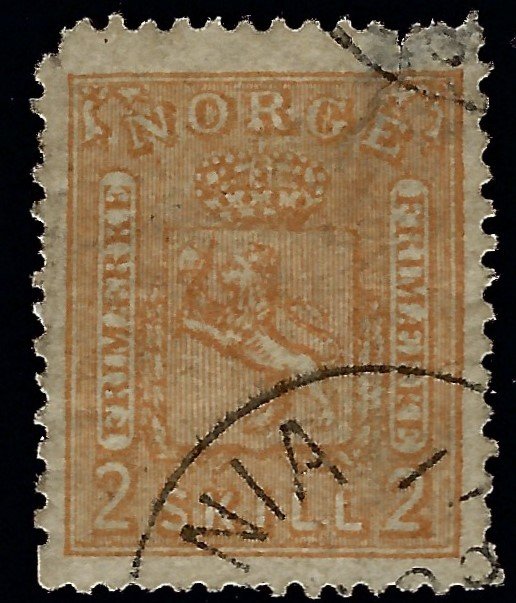 Norway #12 Used F-VF nibbed corner SCV$55...Chance to buy a Bargain!