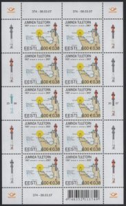 Estonia 2007 MNH Sc 564 Sheet of 10 6k Juminda lighthouse