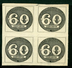 Brazil 1943 Anniversary of the Bullseye 60¢ First Issues Block of 4 Mint G260