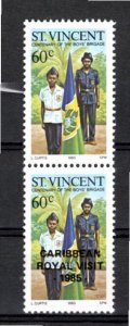 St. Vincent 1985 MNH Sc 887 OVERPRINT ERROR PAIR