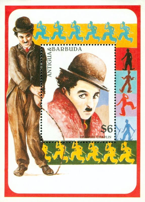 R70-0021 ANTIGUA 2064 MH  SS CHARLES CHAPLIN SCV $5.25 BIN $2.75