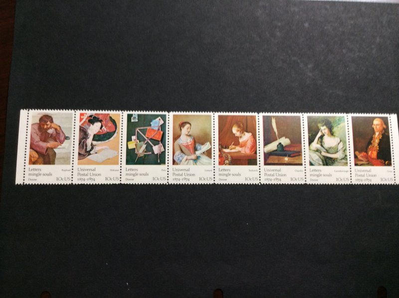 U.S.#1537a Universal Postal Union 10c Strip of 8 NO FOLD, MNH. O/S Shipping