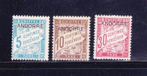 Andorra French J1-J3 MHR Postage Due Stamps