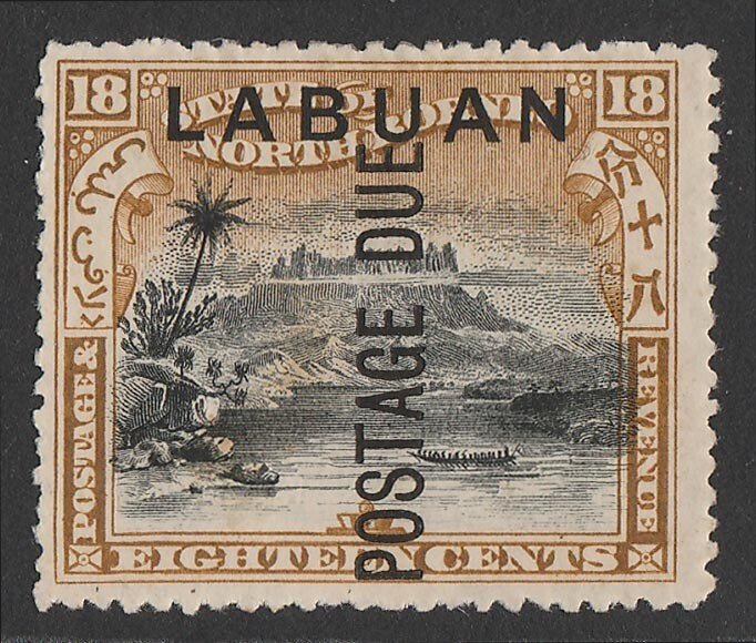 LABUAN : 1901 'Postage Due' on Mount Kinabalu 18c black & olive-bistre. 