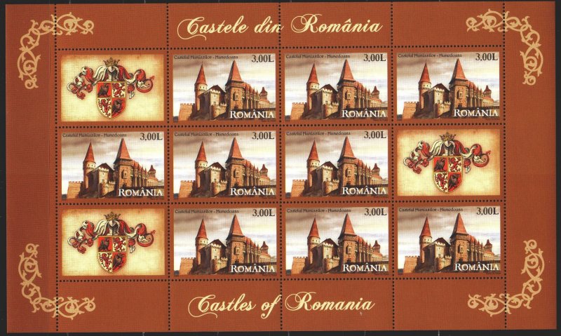 Romania. 2008. Small sheet 6315. Huniad Castle, coat of arms. MNH.