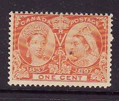 Canada-Sc#51-Unused 1c orange-QV Diamond Jubilee-og-NH-1897-Cdn143-