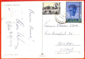 aa0185  - ETHIOPIA - POSTAL HISTORY - POSTCARD  to  ITALY  1973