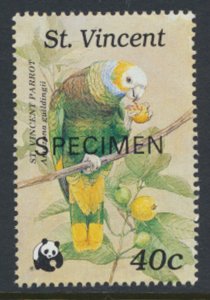 St Vincent Sc# 1187 MNH WWF Birds Parrot OPT SPECIMEN see details            