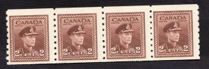 #264 - Canada - 1942 - 2 Cent strip of 4 War Issue - MNH - Fine -  superfleas -