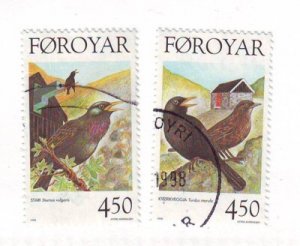 Faroe Islands Sc 330-1 1998 bird stamp set  used