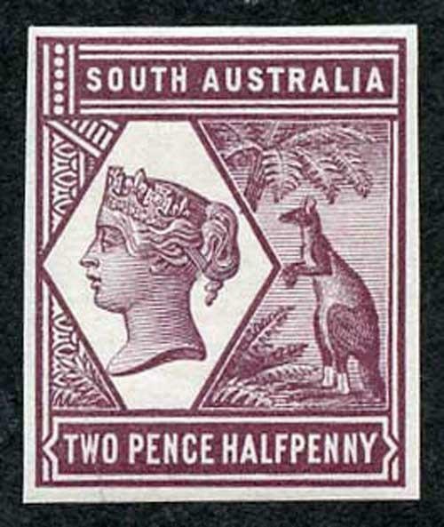 South Australia 1894 2 1/2d Colour Trial in Purple no wmk Paper Fresh U/M