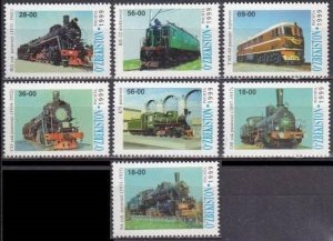 1999 Uzbekistan 186-92 Locomotives 8,00 €