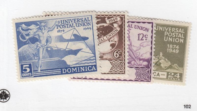 DOMINICA (MK3230)  # 116-119  MINT 1874-1949 UNIVERSAL POSTAL UNION ISSUES