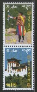 Bhutan 2006 Europa Dzong & Archery Sc 1421-22 High value 2v Vertical Pair MNH  2