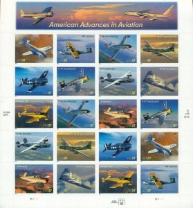 US: 2005 AMERICAN ADVANCES IN AVIATION Sheet Sc 3916; 37 Cents Values; Airplanes