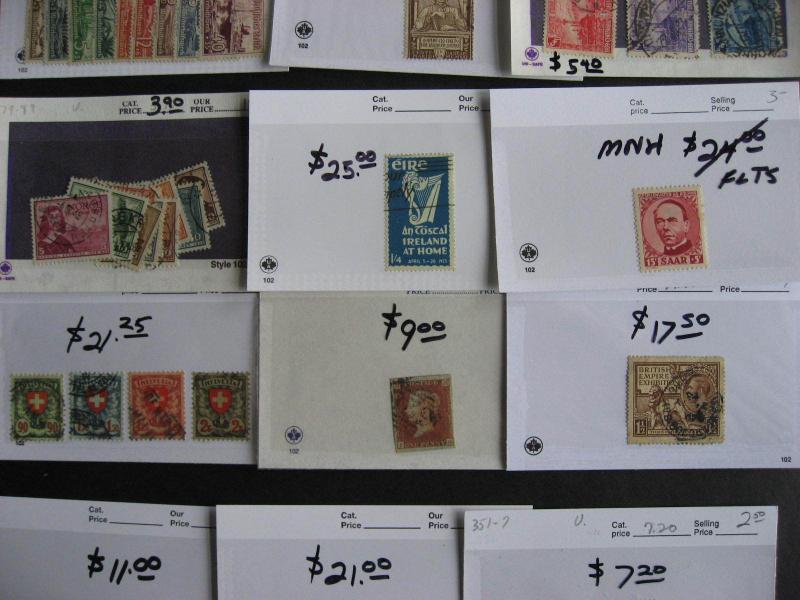 Old WESTERN EUROPE better stamps on sales cards,nice sized group check them out!