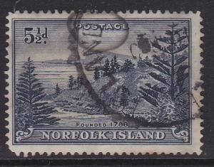 1947 Norfolk Island Ball Bay 5 1/2d Used SG8