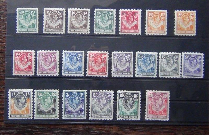 Northern Rhodesia 1938 - 52 set complete to 20s MM Cat £250