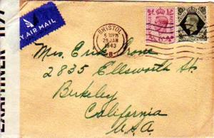 Great Britain Soldier's Free Mail 1943 Field Post Office  to Ashington, Engla...