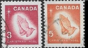 1966 Canada  Christmas Praying Hands  SC# 451-452 Used