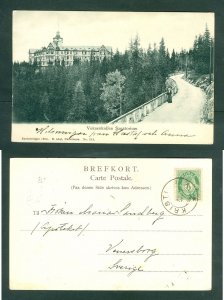 Norway. 1921. Postcard. 5 Ore Posthorn.  Voksenkollen Sanatorium. Adr: Sweden