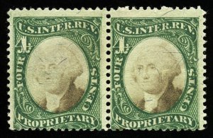 B230 U.S. Revenue Scott #RB4a 4-cent proprietary, horizontal pair, uncancelled