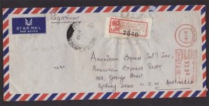 Sri Lanka 1922 Pre-stamp Reg. cover to Australia