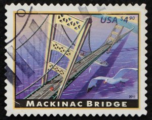 U.S. Used Stamp Scott #4438 $4.90 Mackinac Bridge, Superb. Cancel Clears Design.