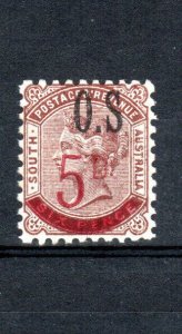 Australia - South Australia 1891 5d on 6d  surcharge and OS opt  SG O72b MNH