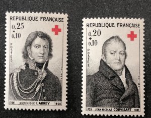 France semi postal scott#B385-B386 Red Cross 1964 MNH