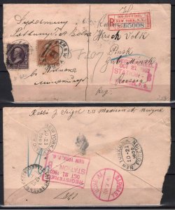 USA STAMPS. 1902 REG. COVER TO RUSSIA PINSK VIA WARSAWA