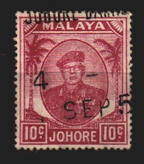 Malaya Johore Used Scott 138 red stain