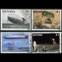 GUYANA 1989 - Scott# 2007A-8 Zeppelin & Space Set of 4 CTO