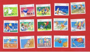 Australia #1106-1120  MNH OG & VF used(3)  Sports   Free S/H