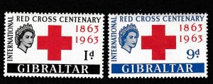 Gibraltar # 162-163, Red Cross Centenary, Mint LH, 1/3 Cat.