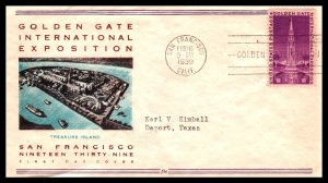 US 852 Golden Gate Exposition Fidelity Typed FDC