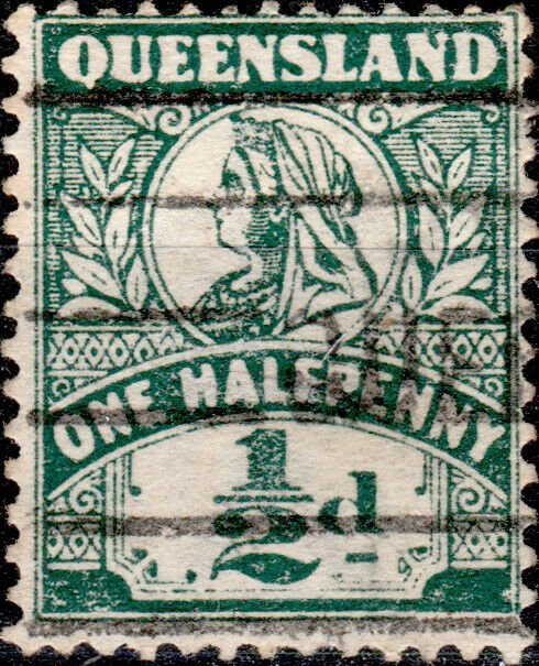 AUSTRALIA / QUEENSLAND 1899 - SG262 1/2d deep green p.12-1/2 - Very Fine Used