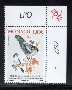 Monaco 2688 MNH, Bird Protection League Cent. Issue from 2012.